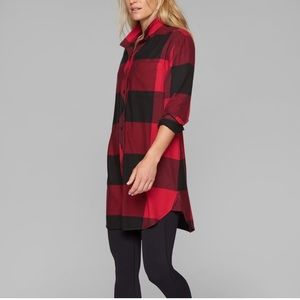 Athleta Trail to Town Buffalo check plaid flannel shirt dress Sz Small